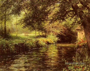  chevalier tableaux - Un matin ensoleillé à Beaumont Le Roger paysage Louis Aston Knight River